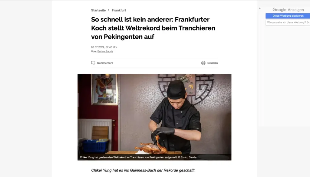 北京烤鴨世界紀錄（Frankfurter Neue Presse）